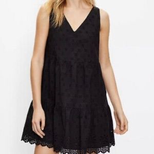 LOFT Black Eyelet Swing Dress, Size XXL, NWT